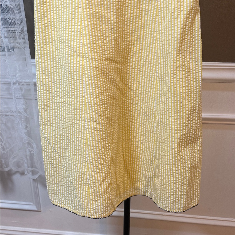 Anthropologie Viola Yellow Seersucker Bow Dress Lemon Stripe Size 6 - Picture 4 of 10